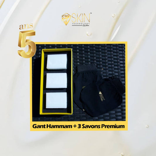 1 Gant Hammam OFFERT + 3 Premium Skin Lightening Beauty Bar